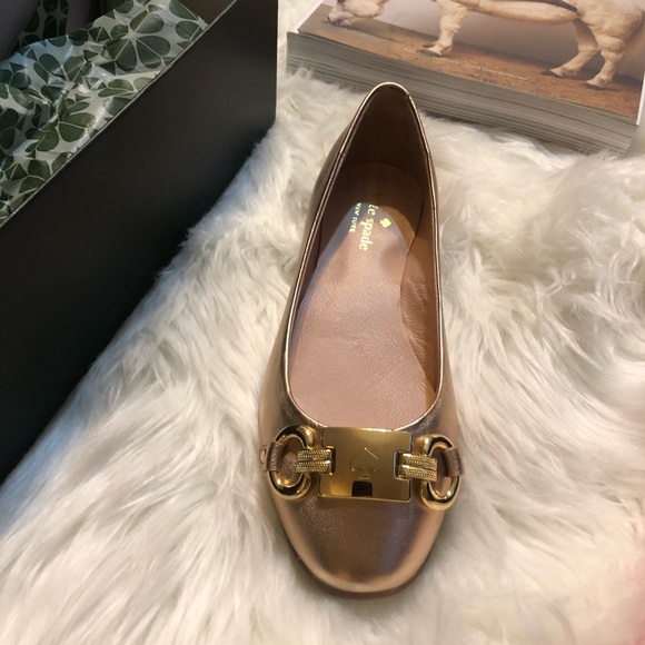 kate spade Shoes - Kate Spade Leather Phoebe Rose Gold Flats